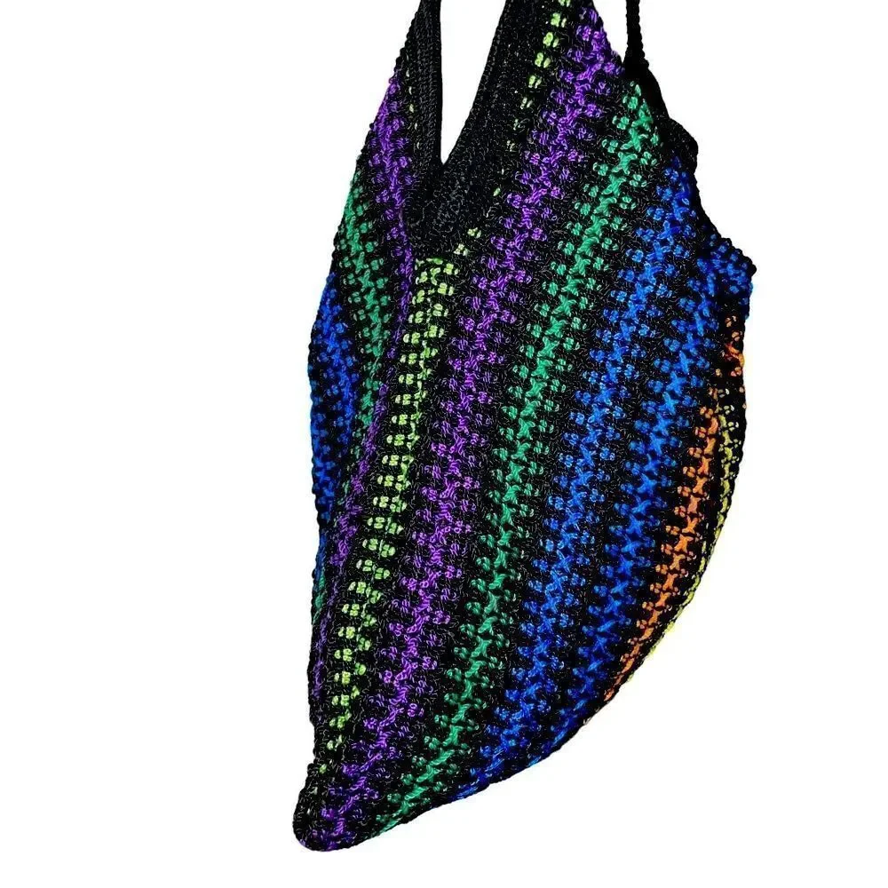Multi Color Hand Crocheted Tote - Picture 3 of 12